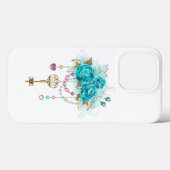 Turquoise-Rozen met Keys Case-Mate iPhone Case (Achterkant (horizontaal))