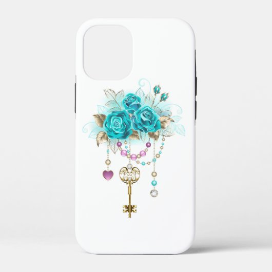 Turquoise-Rozen met Keys Case-Mate iPhone Case (Achterkant)