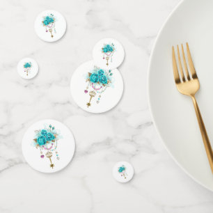 Turquoise-Rozen met Keys Confetti