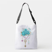 Turquoise-Rozen met Keys Crossbody Tas (Achterkant)
