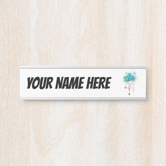 Turquoise-Rozen met Keys Deurbordje (Voorkant)