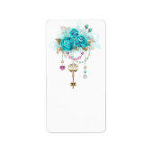 Turquoise-Rozen met Keys Etiket (Voorkant)