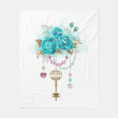 Turquoise-Rozen met Keys Fleece Deken (Voorkant)