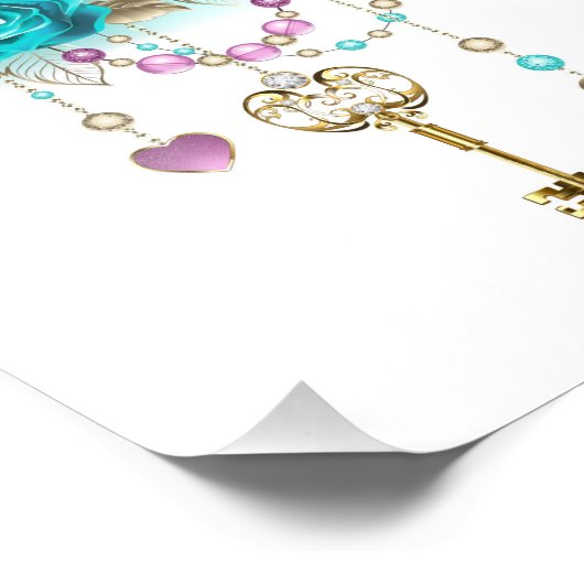 Turquoise-Rozen met Keys Foto Afdruk (Hoek)