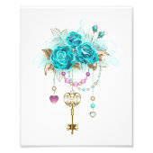 Turquoise-Rozen met Keys Foto Afdruk (Voorkant)