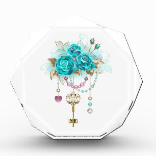 Turquoise-Rozen met Keys Fotoblokken