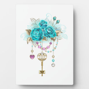 Turquoise-Rozen met Keys Fotoplaat