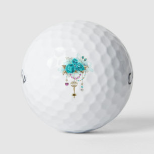 Turquoise-Rozen met Keys Golfballen