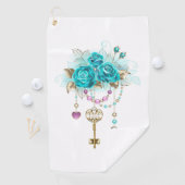 Turquoise-Rozen met Keys Golfhanddoek (Insitu)