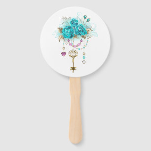 Turquoise-Rozen met Keys Handwaaier