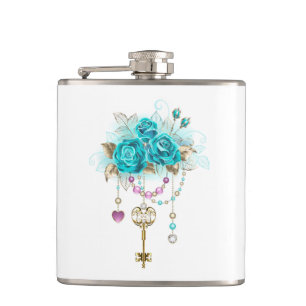 Turquoise-Rozen met Keys Heupfles