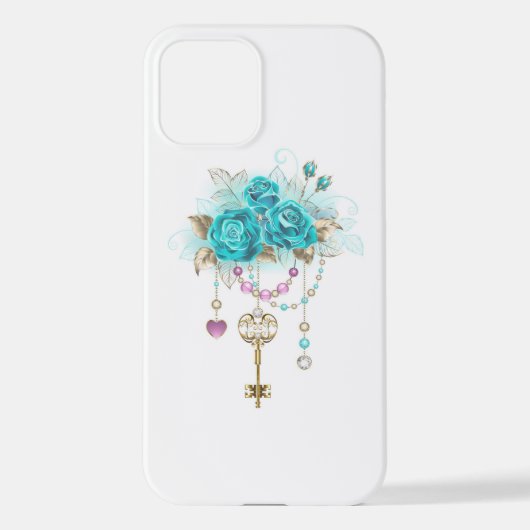 Turquoise-Rozen met Keys iPhone Hoesje (Achterkant)