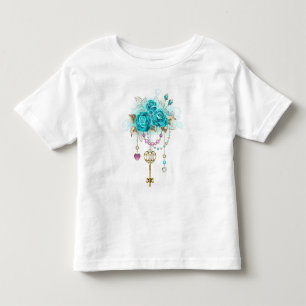 Turquoise-Rozen met Keys Kinder Shirts