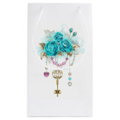 Turquoise-Rozen met Keys Klein Cadeauzakje (Achterkant)