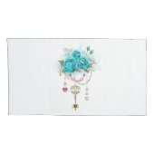Turquoise-Rozen met Keys Kussensloop (Achterkant-Rechts)