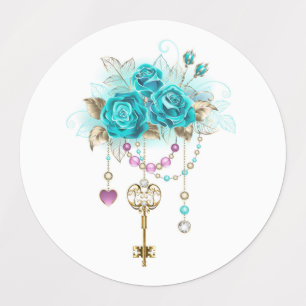 Turquoise-Rozen met Keys Labels