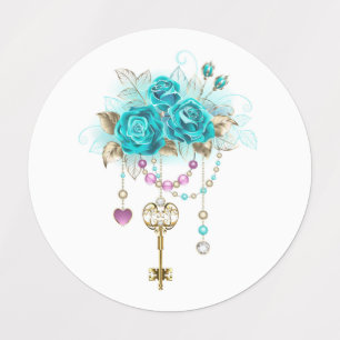 Turquoise-Rozen met Keys Labels