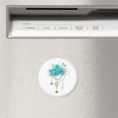 Turquoise-Rozen met Keys Magneet (Insitu (Vaatwasser))