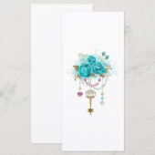 Turquoise-Rozen met Keys Menu (Voorkant / Achterkant)