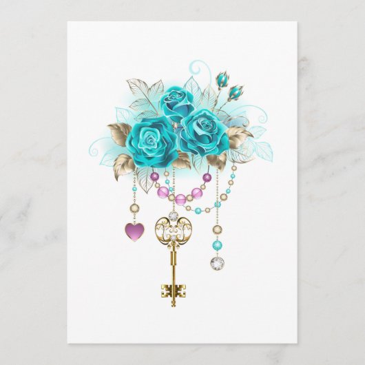 Turquoise-Rozen met Keys Menu (Voorkant)
