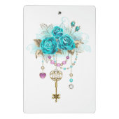Turquoise-Rozen met Keys Mini Klembord (Achterkant)