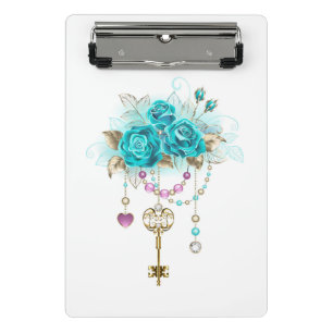 Turquoise-Rozen met Keys Mini Klembord