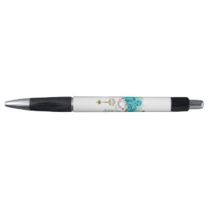 Turquoise-Rozen met Keys Pen