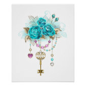 Turquoise-Rozen met Keys Perfect Poster (Voorkant)