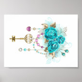 Turquoise-Rozen met Keys Poster (Voorkant)
