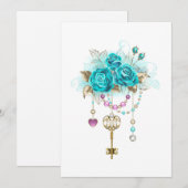 Turquoise-Rozen met Keys Programma (Voorkant / Achterkant)