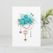 Turquoise-Rozen met Keys Programma (Staand voorkant)