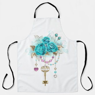 Turquoise-Rozen met Keys Schort