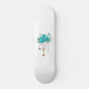 Turquoise-Rozen met Keys Skateboard