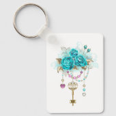 Turquoise-Rozen met Keys Sleutelhanger (Voorkant)