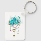 Turquoise-Rozen met Keys Sleutelhanger (Achterkant)