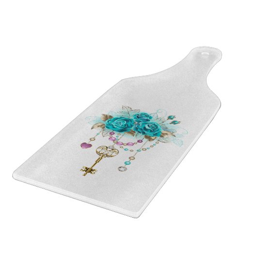 Turquoise-Rozen met Keys Snijplank (Hoek)