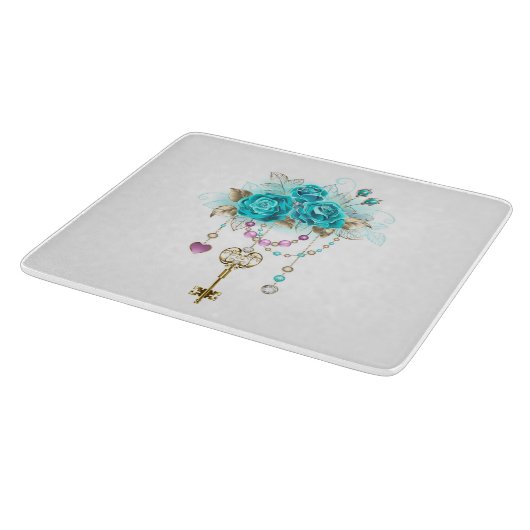 Turquoise-Rozen met Keys Snijplank (Hoek)