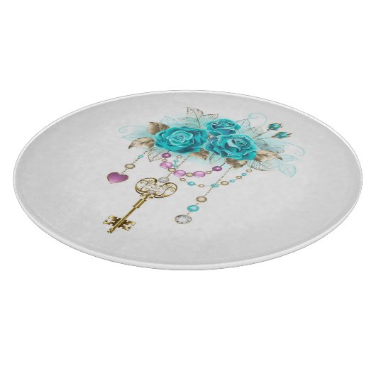 Turquoise-Rozen met Keys Snijplank (Hoek)