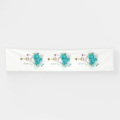 Turquoise-Rozen met Keys Spandoek (Horizontaal)