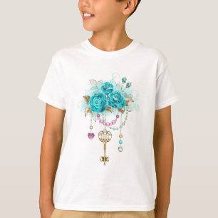 Turquoise-Rozen met Keys T-shirt