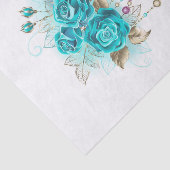 Turquoise-Rozen met Keys Tissuepapier (Detail)