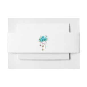 Turquoise-Rozen met Keys Uitnodigingen Wikkel