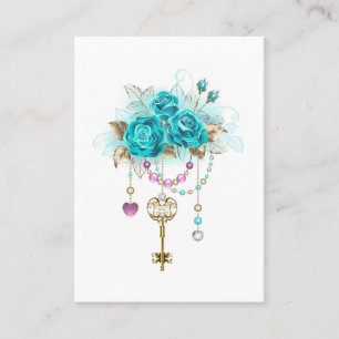 Turquoise-Rozen met Keys Visitekaartje