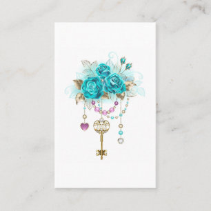 Turquoise-Rozen met Keys Visitekaartje