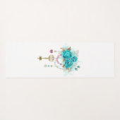 Turquoise-Rozen met Keys Yogamat (Achterkant (horizontaal))