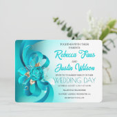 Turquoise Rozen Tiffany Bloem Moderne Boho Kaart (Staand voorkant)