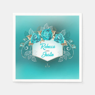 Turquoise Rozen Tiffany Bloem Moderne Boho Servett Servet