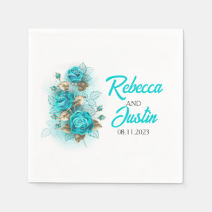 Turquoise Rozen Tiffany Floral Modern Boho Servet