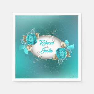 Turquoise Rozen Tiffany Floral Modern Boho Servet