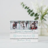 Turquoise Russe Snowflakes Flat Holiday Carte phot (Debout devant)